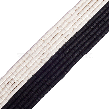 10Strang 2 Farben schwarz und weiß flache runde handgemachte Polymer-Tonperlen(CLAY-CJ0001-36)-6