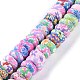 Handmade Flower Printed Polymer Clay Beads Strands(X-CLAY-M003-02)-1