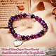 Natural Striped Agate Round Beaded Stretch Bracelet with Alloy Heart Charm(BJEW-OC0001-09C)-4