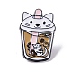 Эмалированная булавка для чашки чая с котом и пузырьками(JEWb-O006-A04)-1