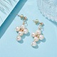 Boucles d'oreilles pendantes en forme de croix avec perles naturelles de qualité A(EJEW-JE05360)-3