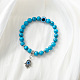 Synthetic Turquoise Stretch Bracelet with Evil Eye Charms(SM1499-2)-1