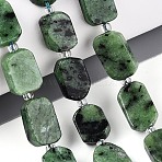 Natural Ruby in Zoisite Beads Strands, with Seed Beads, Rectangle, 9.5~14x7~10x4~6.5mm, Hole: 0.8~1mm, about 25~31pcs/strand, 14.96~15.75''(38~40cm)(G-T138-26A-09)