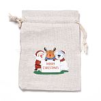 Christmas Cotton Cloth Storage Pouches, Rectangle Drawstring Bags, for Candy Gift Bags, Merry Christmas, Word, 13.8x10x0.1cm(ABAG-M004-02J)