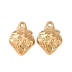 304 Stainless Steel Pendants, Strawberry Charms, Ion Plating(IP), Long-Lasting Plated, Golden, 15.5x11x4mm, Hole: 1.2mm(STAS-P451-04G)