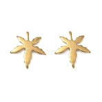 Autumn Brass Cabochon, Maple Leaf, Real 18K Gold Plated, 11x10x1mm(KK-D263-03G)