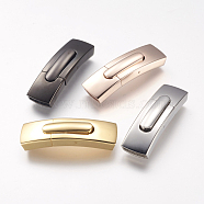 304 Stainless Steel Bayonet Clasps, Rectangle, Mixed Color, 35.7x8.2x6mm, Hole: 6x4mm(STAS-P158-01C-M)