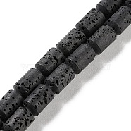 Synthetic Lava Rock Dyed Beads Strands, Column, Black, 10~10.5x6mm, Hole: 1mm, about 38pcs/strand, 15.24''(38.7cm)(G-H311-04-03)