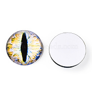 Glass Cabochons, Half Round with Evil Eye, Vertical Pupil, Champagne Yellow, 20x6.5mm(GGLA-T004-02-B)