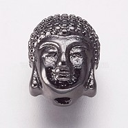 Brass Beads, Buddha Head, Gunmetal, 11x9x8.5mm, Hole: 1.5mm(KK-P134-03B)