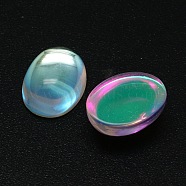 Oval AB Color Plated Glass Cabochons, Clear AB, 18x13mm(G-J339-01-13x18mm)