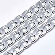 Aluminium Curb Chains, with Spool, Unwelded, Silver Color Plated, 13x9x2.5mm, about 16.4 Feet(5m)/roll(CHA-T001-07S)