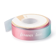 Gradient Polyester Ribbon, Single Face Printed Ribbon, Word Forever Love Pattern, for Bows Gift Wrapping, Colorful, 1 inch(26mm), about 25 yards/roll(22.86m/roll)(SRIB-I005-01B-02)