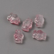 Handmade Lampwork Beads, Rabbit, Hot Pink, 12x9x5.5mm, Hole: 1mm(LAMP-CJC0007-09A)