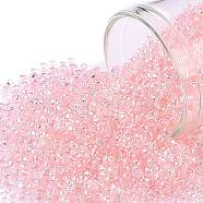 TOHO Round Seed Beads, Japanese Seed Beads, (171) Dyed AB Ballerina Pink, 11/0, 2.2mm, Hole: 0.8mm, about 1110pcs/10g(X-SEED-TR11-0171)