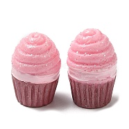 Resin Imitation Food Decoden Cabochons, Cupcake, Pink, 17.5x12x12mm(CRES-M023-04)