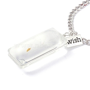 Dandelion Seed Wish Necklace for Teen Girl Women Gift, Transparent Rectangle Glass Pendant Necklace, with Iron Chain
, Clear, 24.41 inch(62cm)(NJEW-Z014-01P)