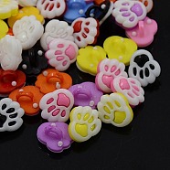 Acrylic Shank Buttons, 1-Hole, Dyed, Palm, Mixed Color, 13x12x4mm, Hole: 3mm(X-BUTT-E015-A-M)