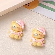 Opaque Resin Cabochons, Bear with Pajamas, Pink, 24x19mm(PW-WG907C7-06)