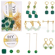 DIY Gemstone Earring Making Kit, Including Natural Myanmar Jade Donut Pendant & Mixed Stone Beads, Brass Stud & 304 Stainless Steel Hoop Earring Findings(DIY-SZ0009-50)