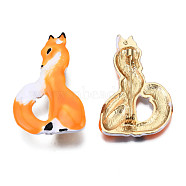Fox Enamel Pin, Light Gold Plated Alloy Badge for Backpack Clothes, Nickel Free & Lead Free, Orange, 54x33.5mm, Pin: 0.7mm(JEWB-N007-150)