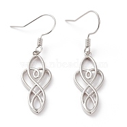 Brass Dangle Earrings, Trinity Knot/Triquetra, Platinum, 40mm, Pin: 0.6mm(EJEW-B002-03P)