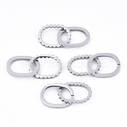 Tarnish Resistant 201 Stainless Steel Linking Rings, Quick Link Connectors, Laser Cut, Oval, Stainless Steel Color, 12x9x1mm, Inner Diameter: 6x9mm, about 2pcs/set(STAS-N091-131)