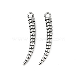 316 Surgical Stainless Steel Pendants, Corn Charm, Antique Silver, 34.5x4.5mm, Hole: 2.2mm(STAS-G349-35AS-1)