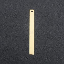 201 Stainless Steel Pendants, Laser Cut, Bar/Rectangle, Real 18K Gold Plated, 40x4x1mm, Hole: 1.6mm(STAS-N090-LA142-40)
