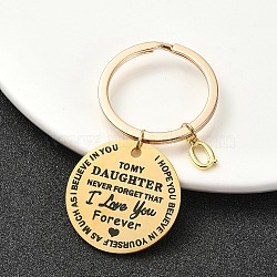 Valentine's Day Brass & 201 Stainless Steel Keychain, with Alloy Rings, Letter Q, 6.2cm(KEYC-YW00097-17)