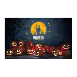 Polyester Halloween Banner Background Cloth, Halloween Photography Backdrops Party Decorations, Rectangle with Pumpkin Pattern, Colorful, 1794x1080x0.01mm, Hole: 10mm(FEPA-K001-001A)