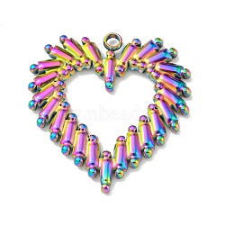 Ion Plating(IP) 304 Stainless Steel Pendants, Heart Charm, Rainbow Color, 25x24x2mm, Hole: 1.8mm(STAS-C079-16M)