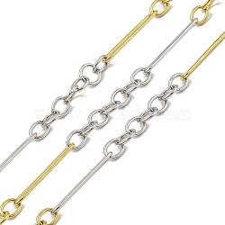 Ion Plating(IP) 304 Stainless Steel Two-Tone Link Chains, with Spool, Soldered, Real 18K Gold Plated, 29.5x5x1mm, about 32.81 Feet(10m)/Roll(CHS-M006-05PG)