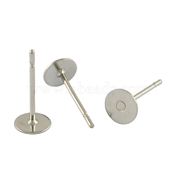 Non-Tarnish 304 Stainless Steel Flat Round Blank Peg Stud Earring Findings, Stainless Steel Color, 12x8mm, Pin: 0.6mm(A-STAS-S028-37)