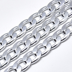 Aluminium Curb Chains, with Spool, Unwelded, Silver Color Plated, 13x9x2.5mm, about 16.4 Feet(5m)/roll(CHA-T001-07S)