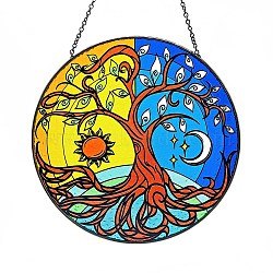 Acrylic Tree of Life Hanging Ornament, for Home Window Wall Home Decoration, Colorful, 160mm(TREE-PW0001-89E)