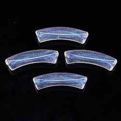 Transparent Acrylic Beads, Glitter Powder, Curved Tube, Clear, 32x10x8mm, Hole: 1.8mm, about 345pcs/500g(OACR-N008-083)