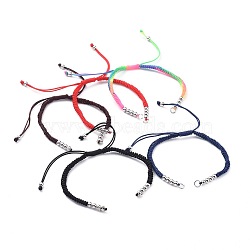 Adjustable Nylon Thread Bracelet Making, with Brass Beads and Iron Jump Rings, Mixed Color, 6-7/8 inch~131/4 inch(17.5~33.5cm)(AJEW-JB00513)