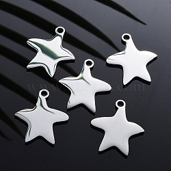 304 Stainless Steel Pendants, Manual Polishing, Stamping Blank Tag, Starfish, Stainless Steel Color, 29x25x1.8mm, Hole: 2.3mm(STAS-I140-13S)