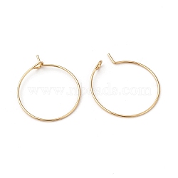 316L Surgical Stainless Steel Hoop Earring Findings, Wine Glass Charms Findings, Real 18K Gold Plated, 35x0.8mm, 20 Gauge(X-STAS-G229-07G-04A)