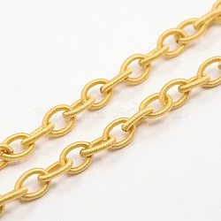 Handmade Nylon Cable Chains Loop, Oval, Gold, 8~9x11~13x2mm, about 85cm/strand, 33.5 inch(X-EC-A001-39)