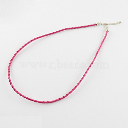 Trendy Braided Imitation Leather Necklace Making, with Iron End Chains and Lobster Claw Clasps, Platinum Metal Color, Camellia, 16.9 inchx3mm(NJEW-S105-005)