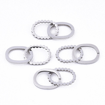 201 Stainless Steel Linking Rings, Quick Link Connectors, Laser Cut, Oval, Stainless Steel Color, 12x9x1mm, Inner Diameter: 6x9mm, about 2pcs/set
