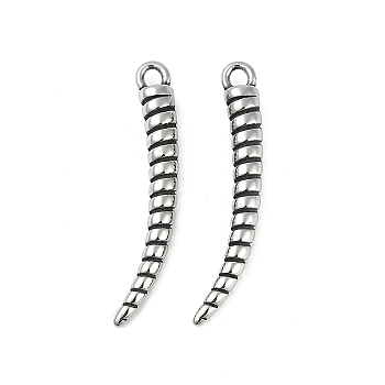 316 Surgical Stainless Steel Pendants, Corn Charm, Antique Silver, 34.5x4.5mm, Hole: 2.2mm