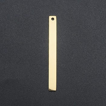 201 Stainless Steel Pendants, Laser Cut, Bar/Rectangle, Real 18K Gold Plated, 40x4x1mm, Hole: 1.6mm
