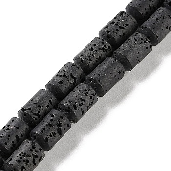 Synthetic Lava Rock Dyed Beads Strands, Column, Black, 10~10.5x6mm, Hole: 1mm, about 38pcs/strand, 15.24''(38.7cm)