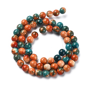 Synthetic Ocean White Jade Round Beads Strands, Dyed, Saddle Brown, 6mm, Hole: 1mm, about 64pcs/strand, 15.70''(39.88cm)