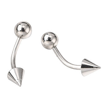 316L Surgical Stainless Steel Eyebrow Ring, Curved Barbell with Ball and Pointed Ends, Piercing Jewelry, Stainless Steel Color, 16x4x4mm, Bar Length: 5/16"(8.5mm), Pin: 18 Gauge(1mm), about 12pcs/board