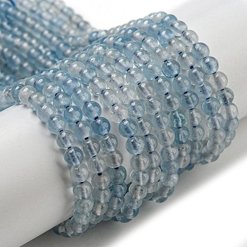 Natural Aquamarine Beads Strands, Grade A, Round, 4mm, Hole: 0.7mm, about 107~109pcs/strand, 15.35~15.43''(39~39.2cm)