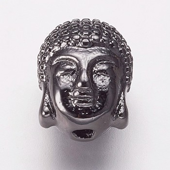 Brass Beads, Buddha Head, Gunmetal, 11x9x8.5mm, Hole: 1.5mm